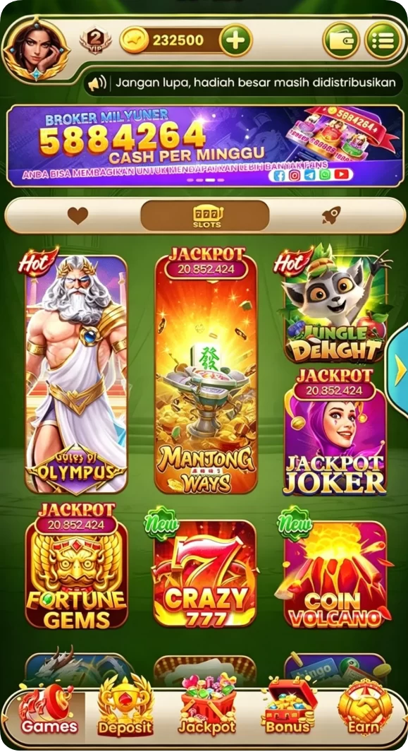 Beragam pilihan permainan menarik dalam aplikasi Download mposurga APK untuk Android.